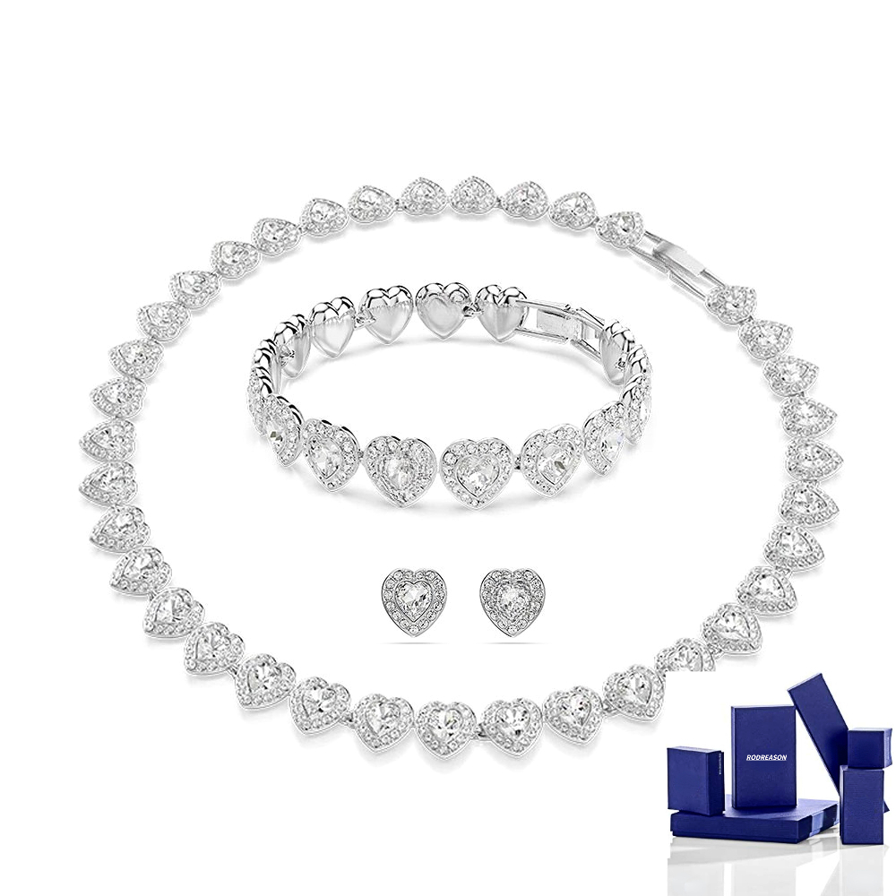 Colar Feminino Premium Joias Coração Cristal Pingente Corrente Presente De Feriado