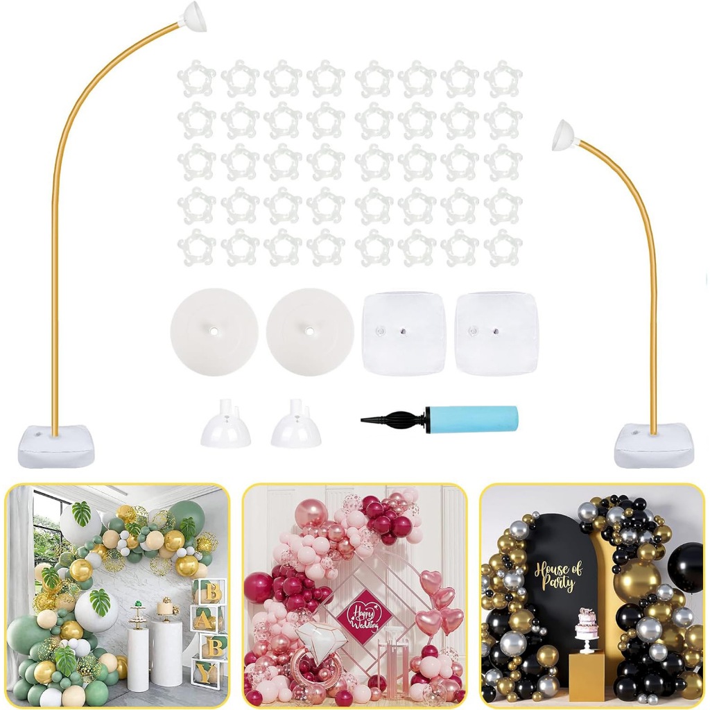 Kit De Arco De Balão Coluna De Dobra Livre Ajustável Reutilizável 1.5M/2.5M Com base E Suporte Intermediário em Oferta na Shopee