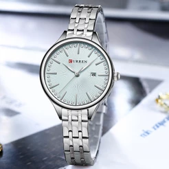 Relógio Feminino Elegante E Da Marca CURREN Com Pulseira De Aço Inoxidável Calendário Exclusivo Mostrador Luminoso Quart