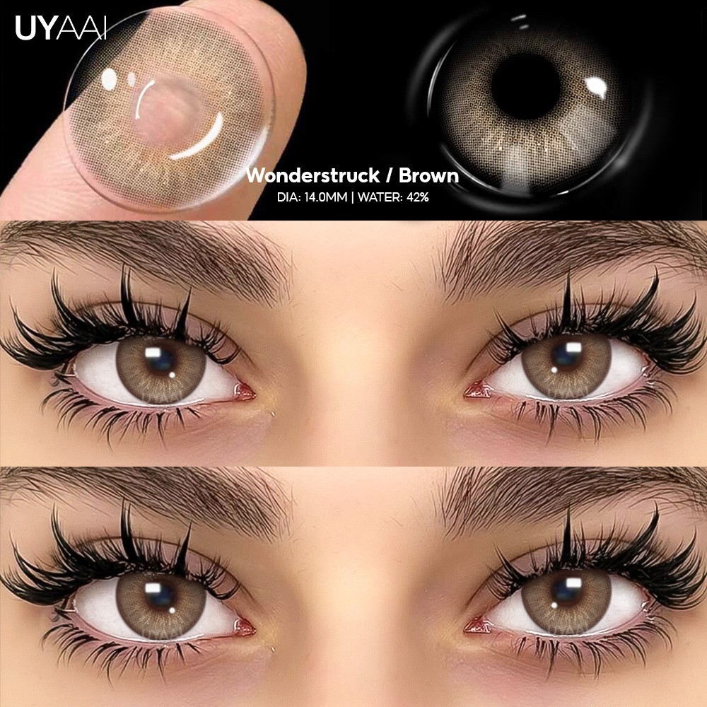 UYAAI 1 Par De Lentes De Contato Marrom/Cinza Série Wonderstruck Maquiagem Anual Alunos Contatos Macios Lente Azul Natur em Oferta na Shopee