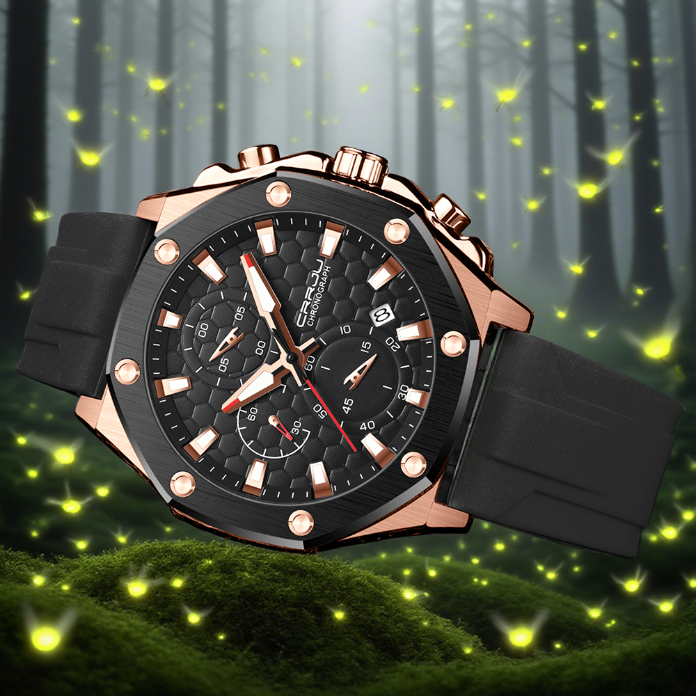 CRRJU Relógios Masculinos Originais Autênticos Elegantes Retrô Multifuncionais Cronógrafo Luz Noturna Mãos Mostrador Gra em Oferta na Shopee