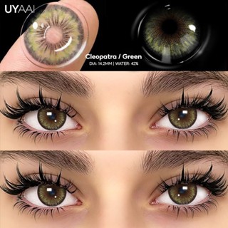 Lente De Contato Colorida Verde Natural UYAAI 1 Par Anual Nova Série Cleópatra 14.0-14.5mm Azul/Marrom/Cinza Para Alunos em Oferta na Shopee
