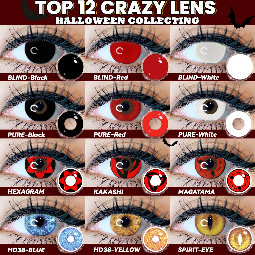 EYESHARE Magister Anime Cosplay Lente De Contato Halloween Naruto Branco Preto Vermelho Azul Amarelo Envio Do Brasil Uso em Oferta na Shopee