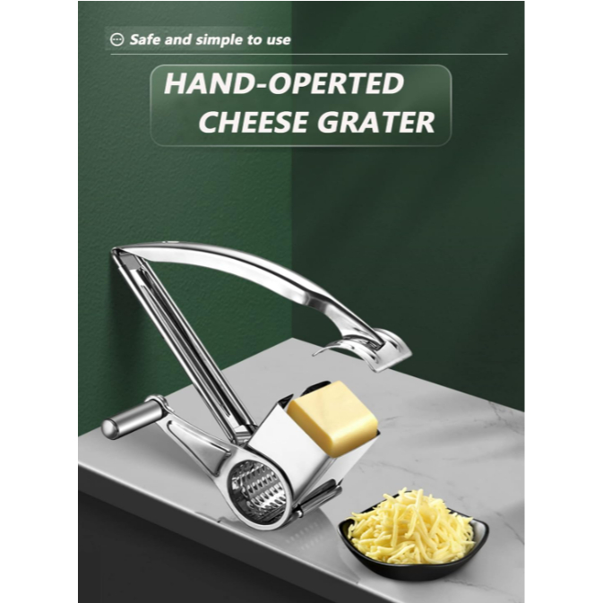 Plaina de queijo de aço inoxidável, ralador de queijo giratório manual, plaina de queijo criativa de cozinha