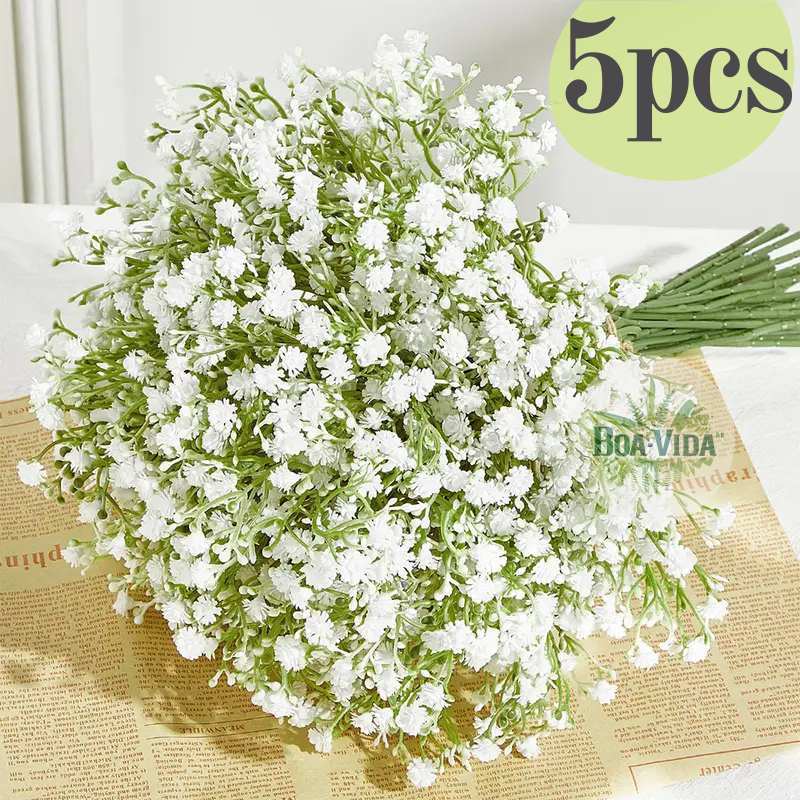 kit 5 Galho Gypsophila Artificial 62cm Branco - Decoração Casamentos e Festas