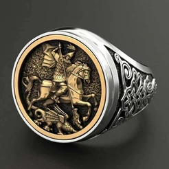 Anel Masculino Soldado Romano Anel Masculino Retro Padrão Anel