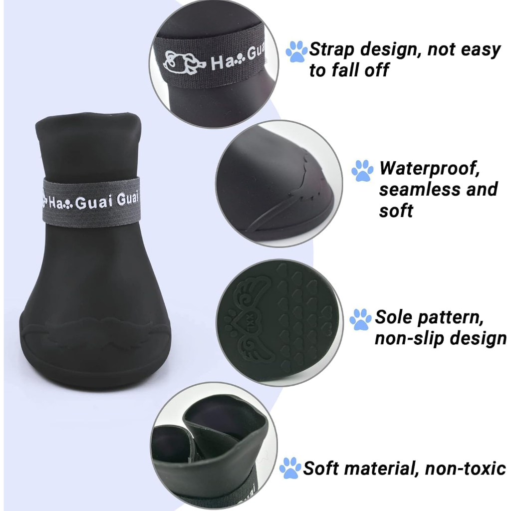 Kit 4  Pet Bota de Borracha Antiderrapante Botinha a Prova D'água Protetor de Pata Silicone Para Cachorro em Oferta na Shopee