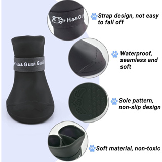 Kit 4  Pet Bota de Borracha Antiderrapante Botinha a Prova D'água Protetor de Pata Silicone Para Cachorro em Oferta na Shopee