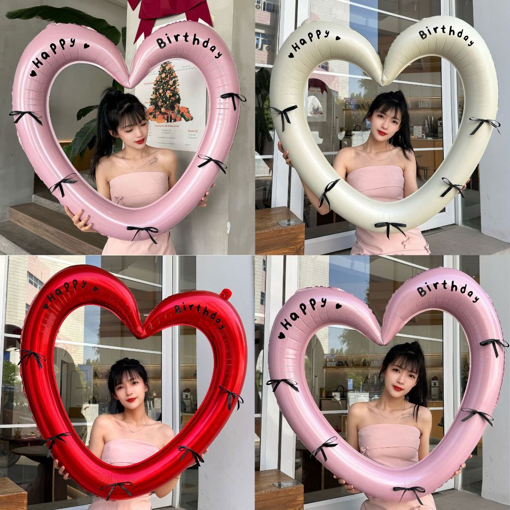 Balão Metalizado Gigante Em Forma De Coração Rosa De 40 Polegadas , Oco De Amor Romântico , Celebração De Aniversário ,  em Oferta na Shopee