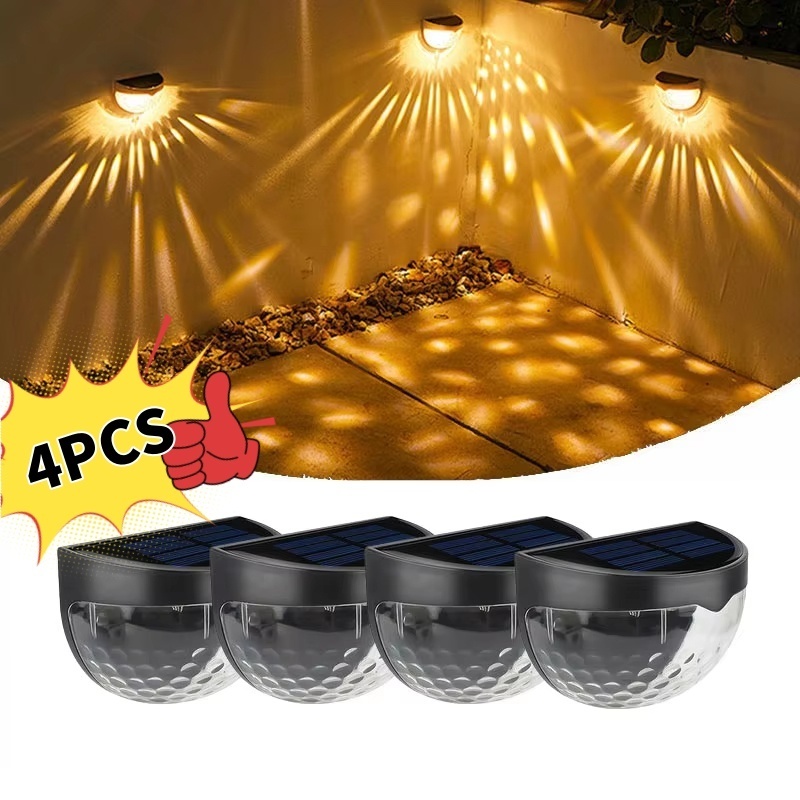 4 Peças Lampada Solar À Prova D'água Para Decoração De Jardins - Luminaria Para Parede e Escada