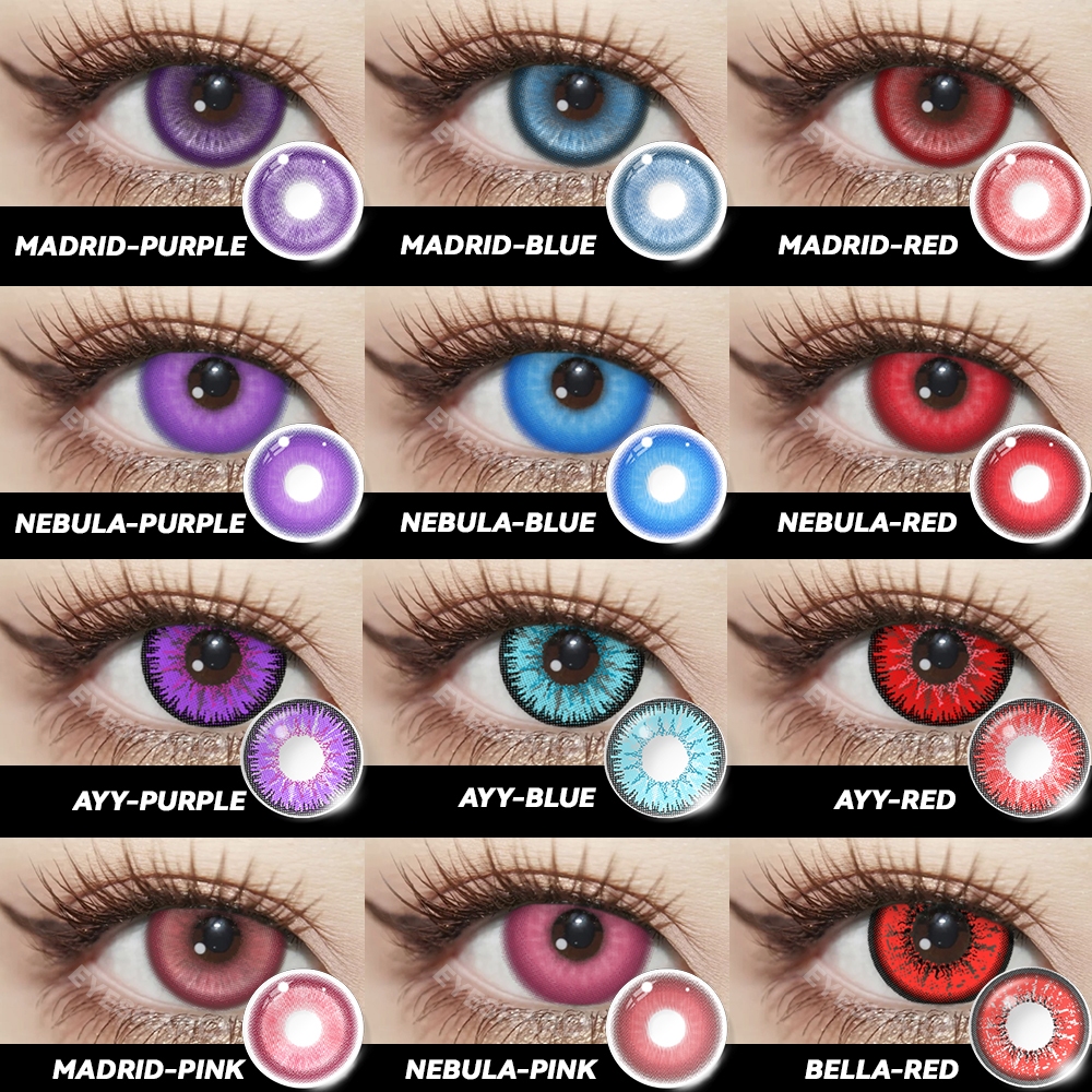 EYESHARE Lentes De Halloween Cosplay Contato Coloridas Beleza Maquiagem Azul/Vermelho/Roxo Coreanas