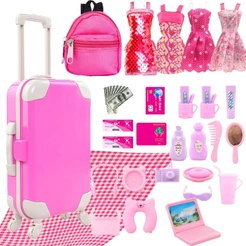 Mala De Boneca Bagagem Roupas E Acessórios De Viagem Para Armazenamento De Transporte De Menina De 11.5 Polegadas