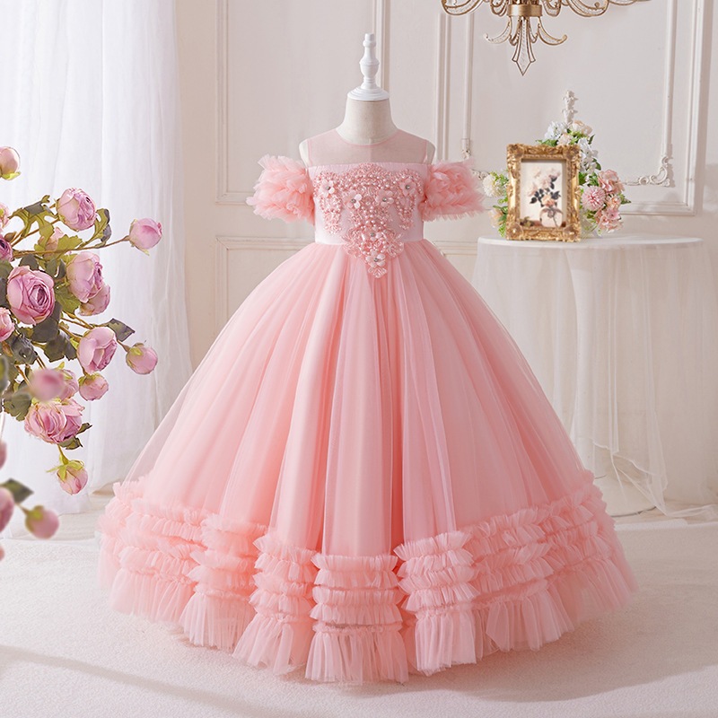 Vestido de princesa para meninas, vestido de aniversário infantil de 3 a 12 anos, vestido longo para festa de baile