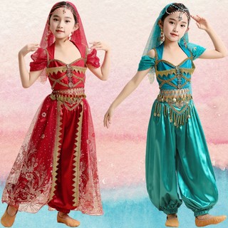 Qsuccua Dança Do Ventre Infantil Nova Fantasia Da Princesa Jasmim Indiana Aladdin Menina Lâmpada Mágica