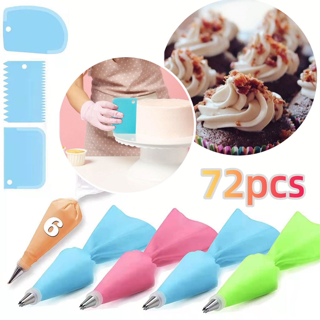 Kit Confeiteiro 72 Peças Bicos Inox Para Confeitar e Decorar Bolo e Cupcake