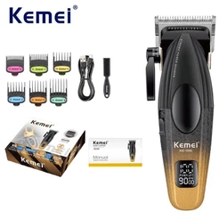 Kemei Profissional Barbeiro Máquina De Cortar Cabelo Sem Fio Recarregável Aparador De Elétrico Masculino Corte Corpo De