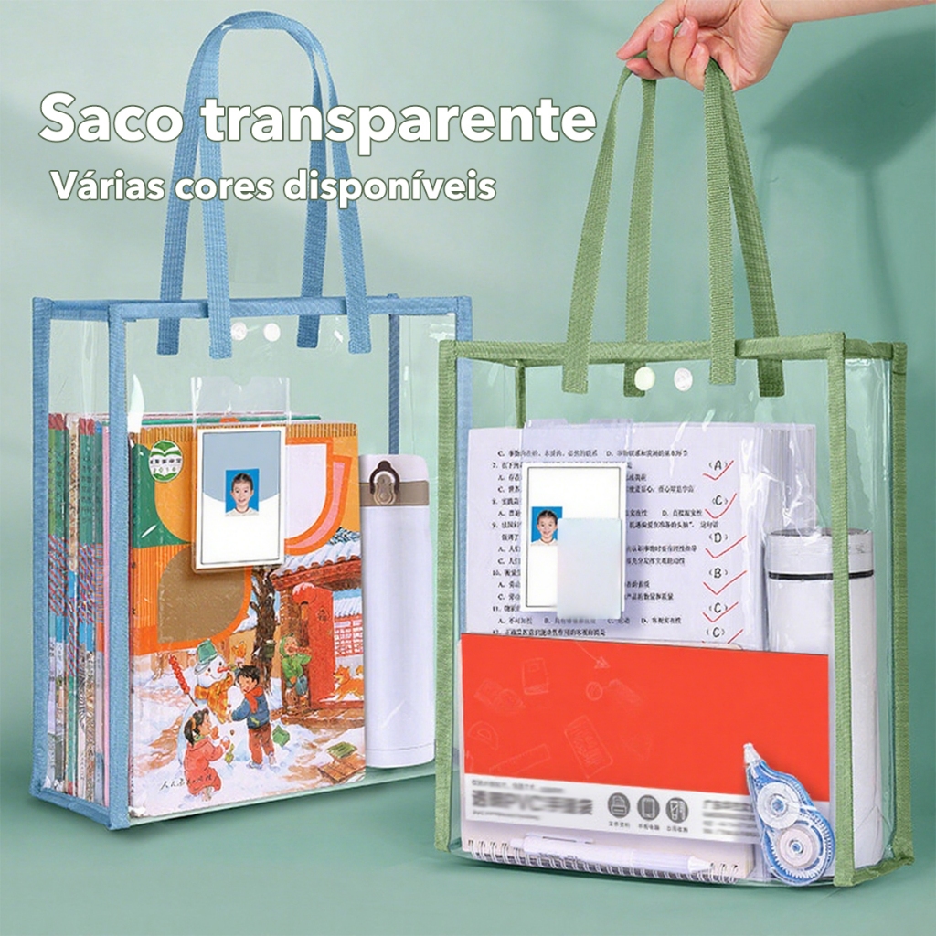 Bolsa Transparente Tote PVC à Prova d'Água Reutilizável para Exame Escolar Enfermagem Praia e Uso Diário