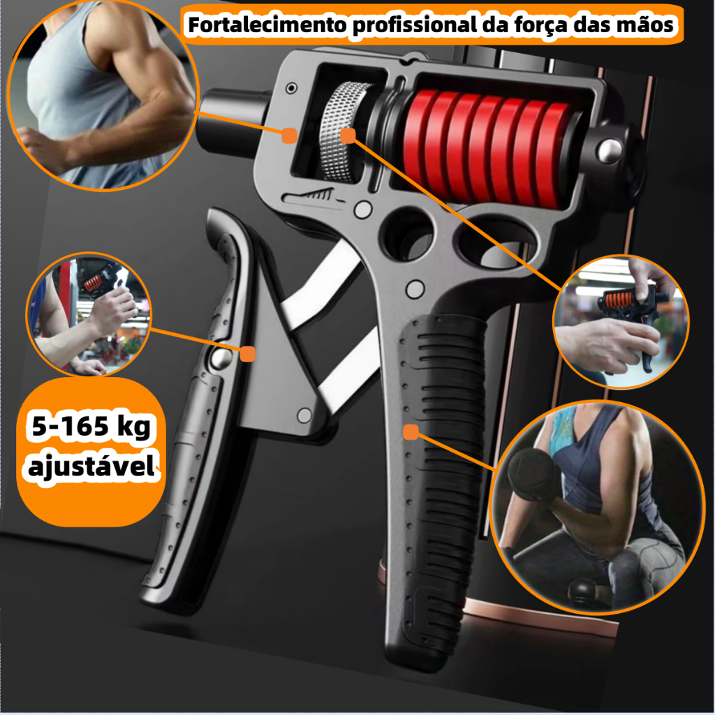 Hand Grip Metal 5-165 kg Resistente Fortalecedor Exercício Braço Antebraço Mola com Ajuste de Força