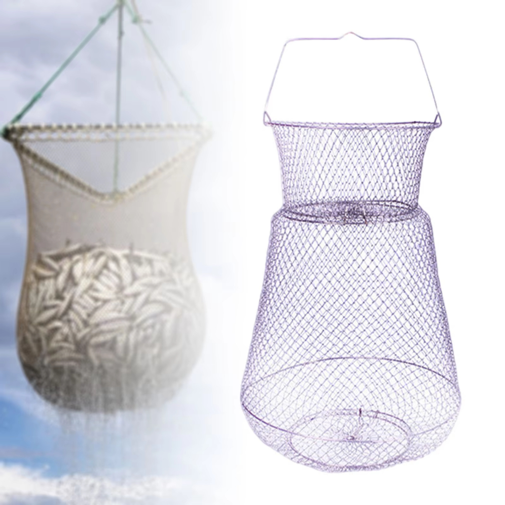 Cesta de pesca de arame galvanizado 33 cm grande cesta de pesca