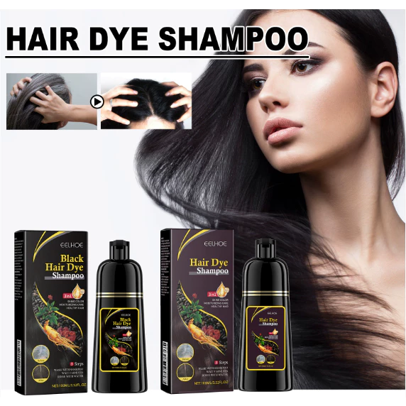 Shampoo Preto De Tintura De Cabelo Preto 3 Em 1 , Fórmula De Ervas Hidratante Suave 100ML
