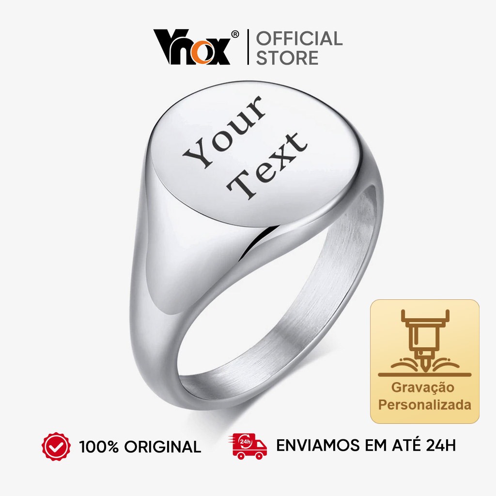 Vnox Anel de Aço Inoxidável Unissex Joia Personalizada para Presente