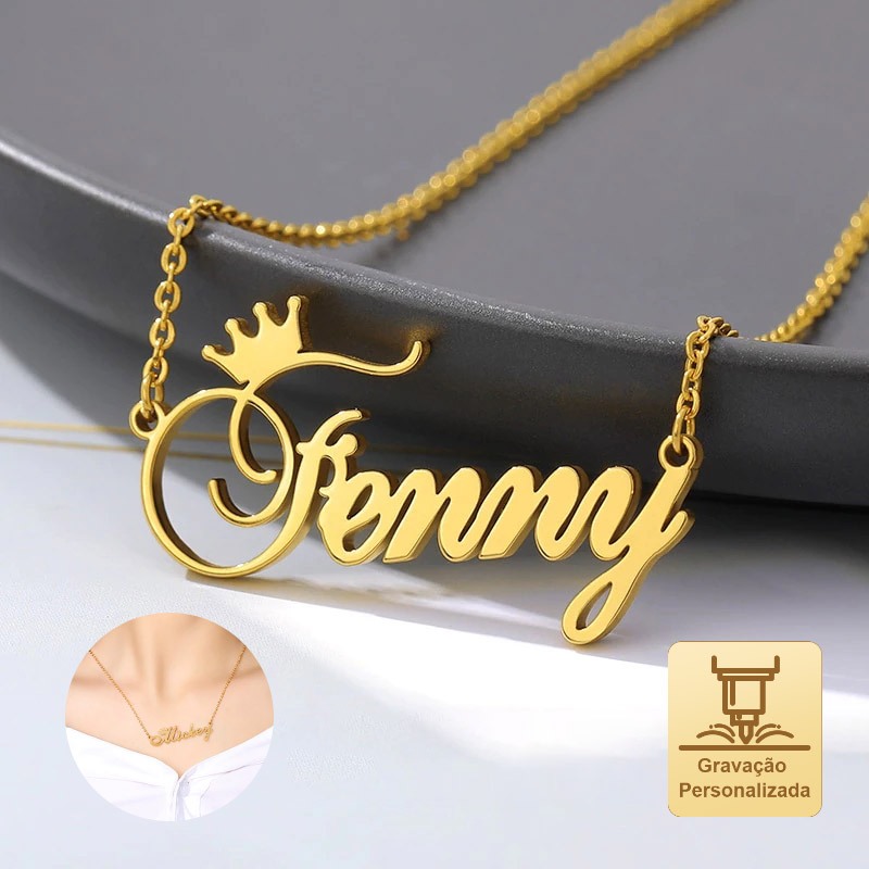 Vnox Nome Personalizado Colar De Placa De Para Mulheres Corrente De Aço Inoxidável Ouro Princesa BFF Jóias em Oferta na Shopee