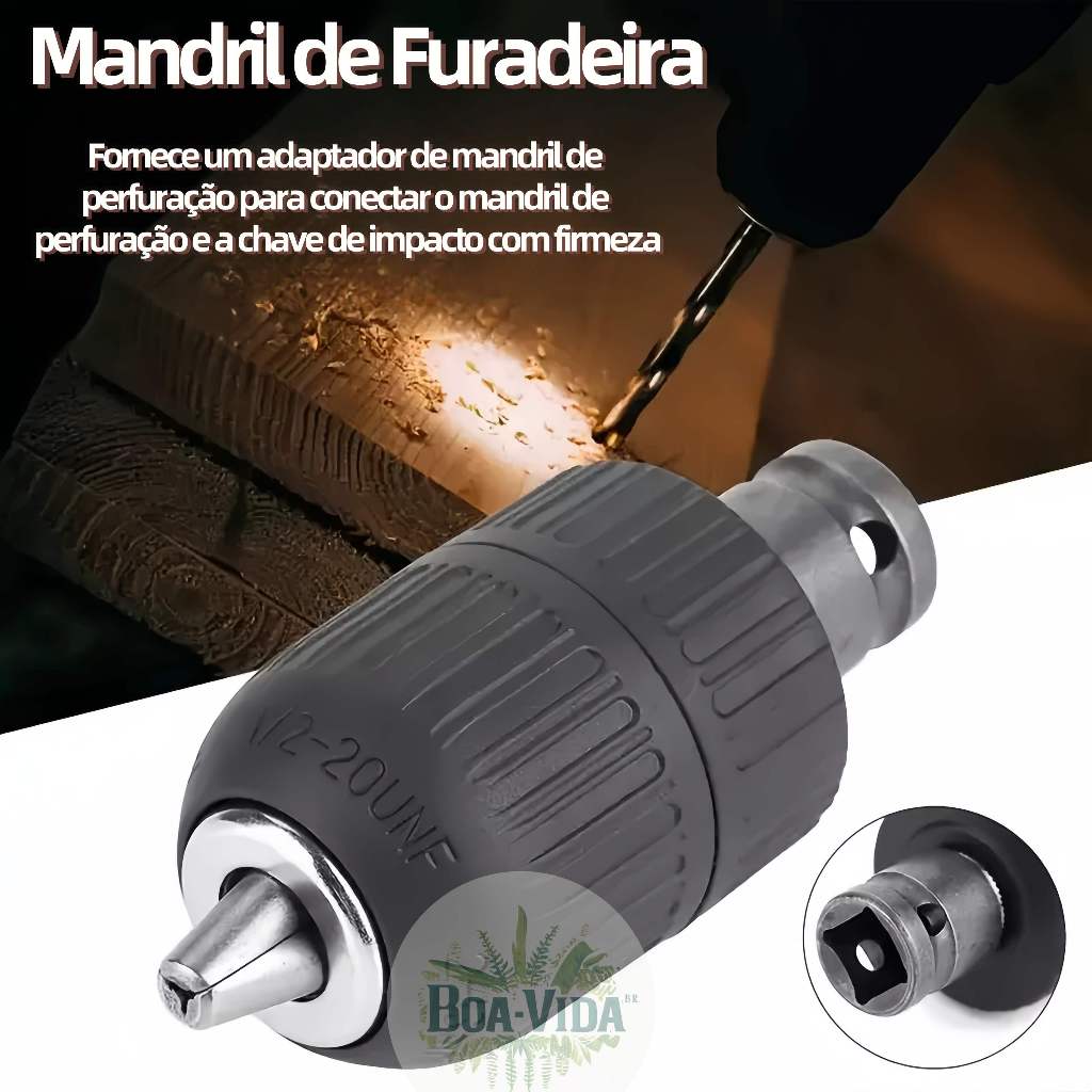 Adaptador de Chave de Impacto 1/2（13mm） para Furadeira com Mandril de Metal