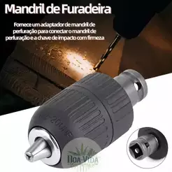 Adaptador de Chave de Impacto 1/2（13mm） para Furadeira com Mandril de Metal