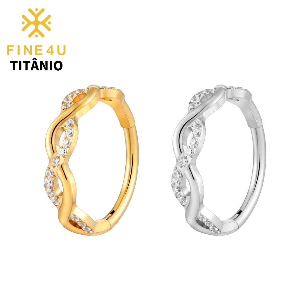 FINE4U Piercing Titânio Argola Click Cravejada 8/10/12mm Conch Helix Cartilagem  Hipoalergênico em Oferta na Shopee