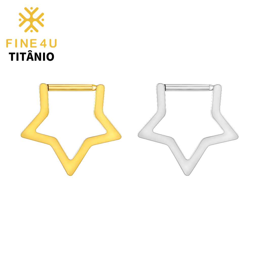 FINE4U 1PCS Brinco Titânio Estrela Huggie Hoop 16G Minimalista Punk Septo Nariz