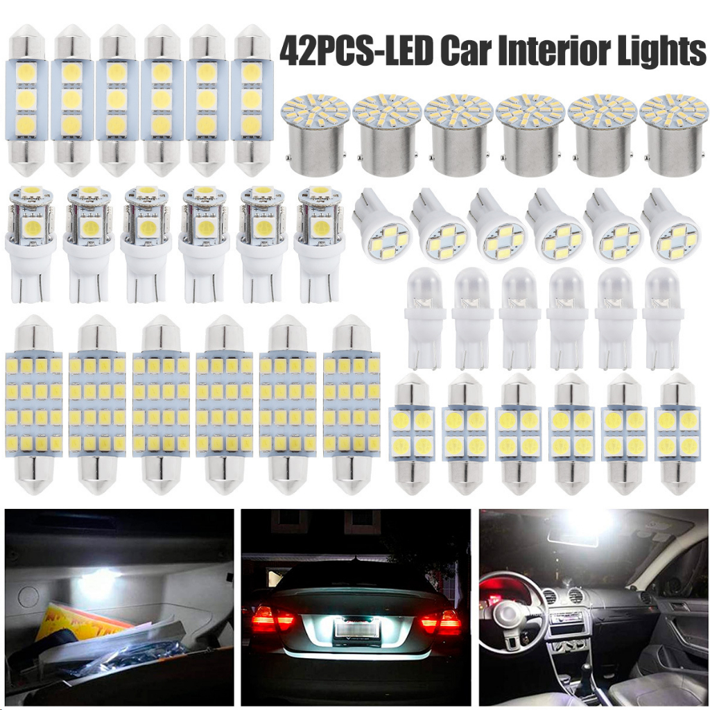 Luzes interiores do carro T10, Kit combinado de LED 1157-1206 de extremidade dupla, 42 conjuntos