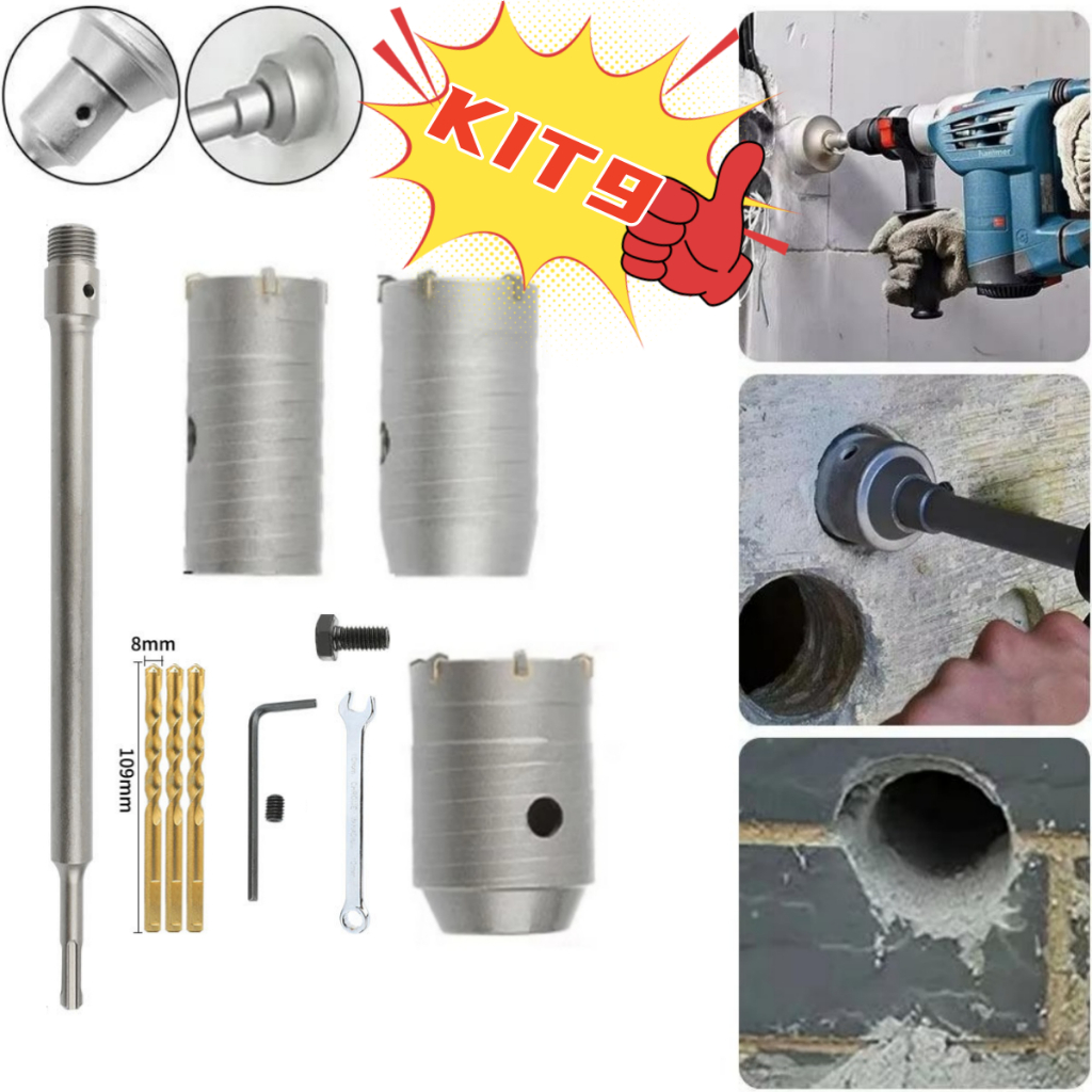 Kit 9 Serra Copo Fura Parede Concreto Laje Brocas 30 40 50mm Pronta Entrega em Oferta na Shopee