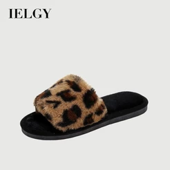 Os Chinelos De Pele Com Estampa De Leopardo IELGY São Usados Por Mulheres Fora Dos Pelúcia Preguiçosos De Algodão De Uma