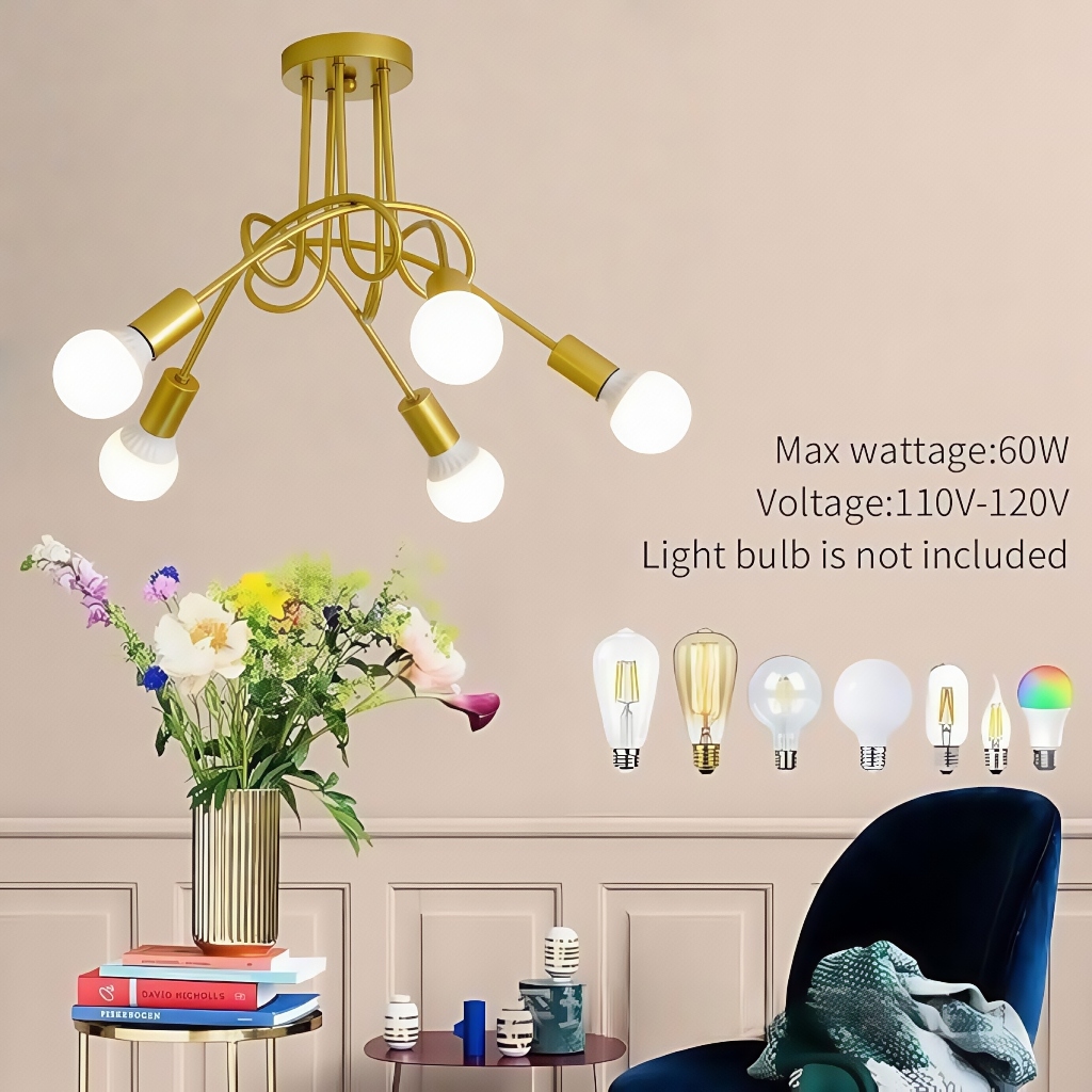 Pendente Lustre Sputnik Prêmio 5 Lampadas para sala de jantar home office quarto cozinha e comercio