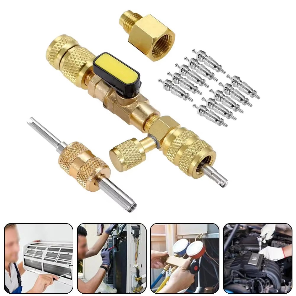 kit De Instalação De Removedor De Núcleo De Válvula Com Portas De Tamanho Duplo 1/4 Polegadas E 5/16 , Ferramenta Americ