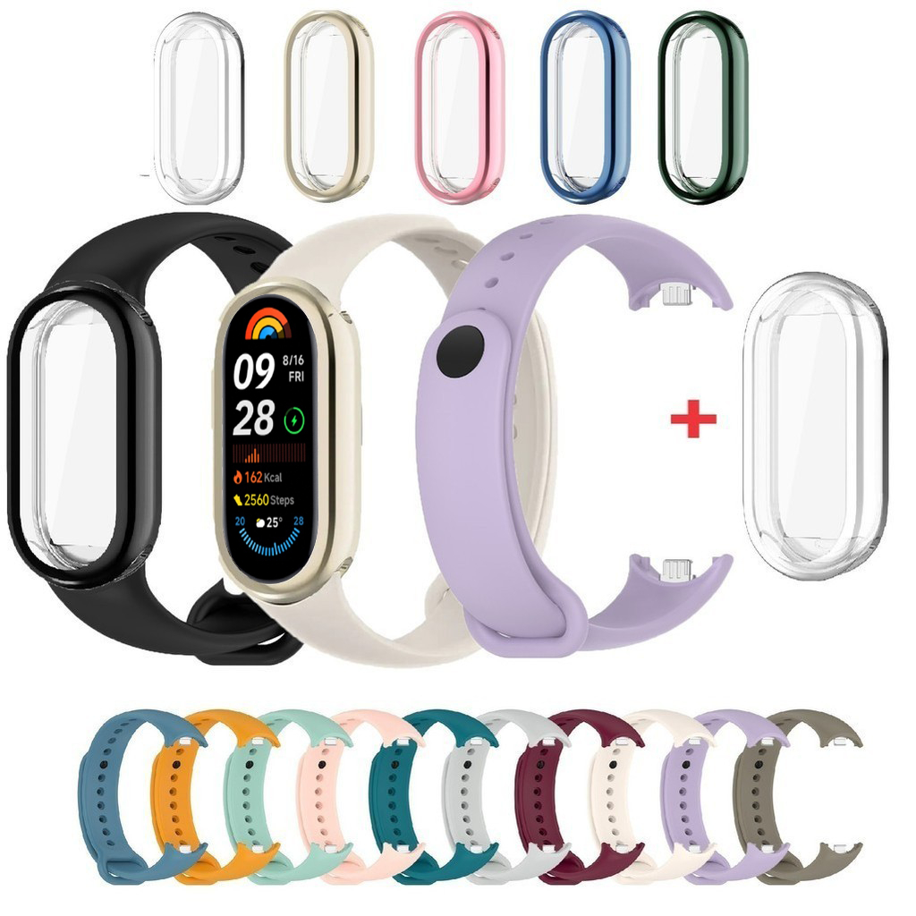 Para Xiaomi Smart Band Pulseira De Silicone +TPU Caso MiBanda 10 9 8 Macio À Prova Dwaterproof Água 2 Em 1 Esportiva B