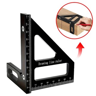 Esquadro 3D para Marcenaria, Régua de Precisão com Medição e Traçado, Ferramenta de Carpintaria - Preto