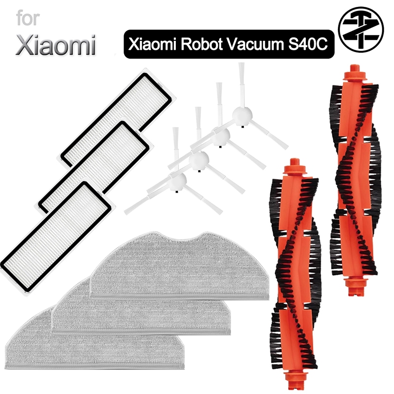 Acessórios Xiaomi Robot Vacuum S40C : Escova Principal , Lateral , Filtro HEPA , Almofada De Esfregão