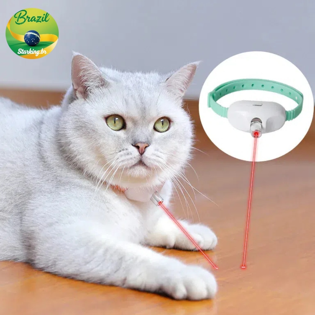 Coleira Laser para Gatos - Brinquedo Interativo com 2 Modos de Luz