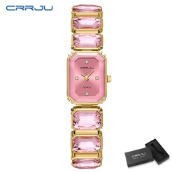 Elegante CRRJU Relógio Feminino Nova Chegada Marca Autêntica Pulseira De Aço Inoxidável Luxo Estilo Mostrador Pequeno Qu