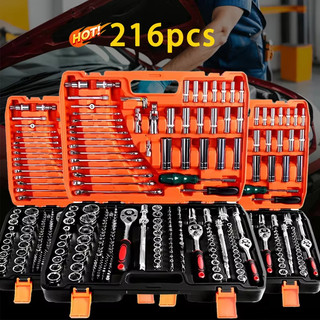 Maleta Ferramentas 216/108 Peças Jogo De Soquete Chave Catraca Combinada Soquete Bits Chave Reta Allen Cromo Vanádio
