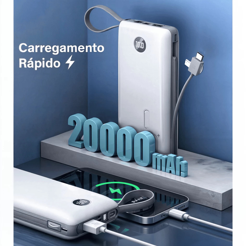 Carregador Portátil Bateria Power Bank 20000mah