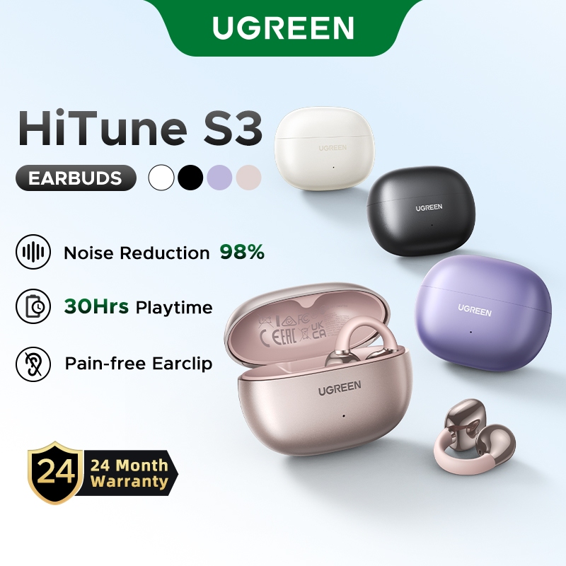 UGREEN Orelha Aberta S3 Bluetooth 5.4 Fone De Ouvido Gancho Aberto ENC HD Redução De Ruído Earbuds 30 horas de voo em Oferta na Shopee