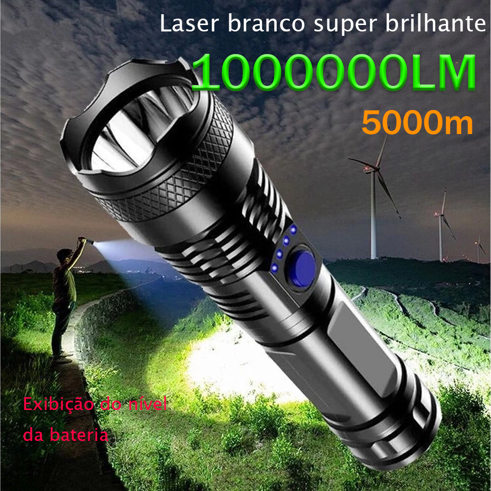 Lanterna Super Potente T9 P50 Tática Mais Forte Do Mundo Potente Sitio Fazenda Acampamento Segurança