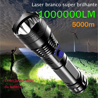 Lanterna Super Potente T9 P50 Tática Mais Forte Do Mundo Potente Sitio Fazenda Acampamento Segurança