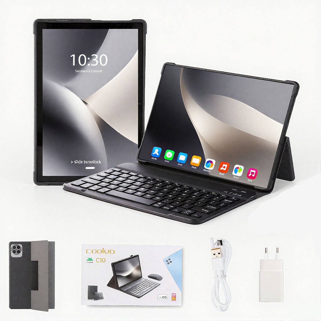 Tablet Com Teclado C10 8GB RAM 256GB 10 Polegadas Android 14 Capa Slot Para Chip De Telefone Wi-Fi