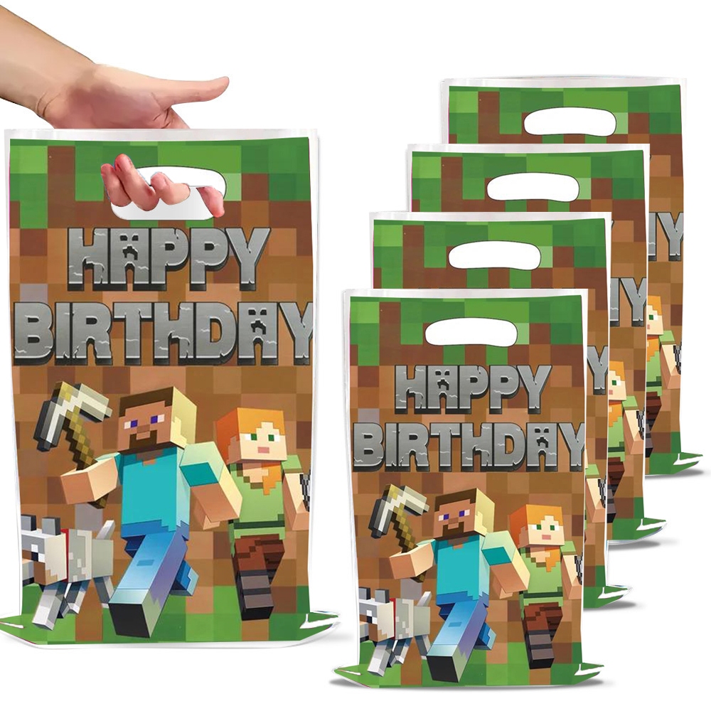 40 Pçs Minecraf Festa De Aniversário Sacos De Presente Plástico Doces Goody Suprimentos Decorações em Oferta na Shopee