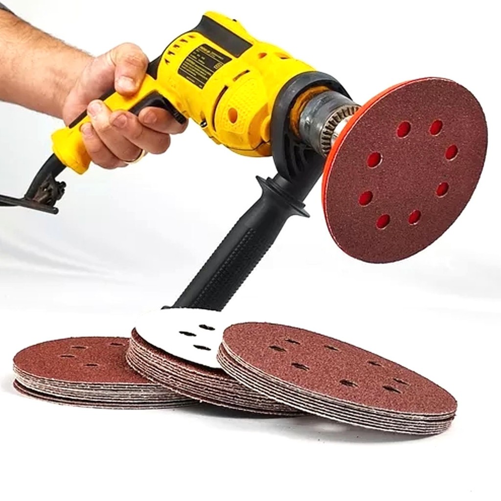 Kit com 30 Discos de Lixa 125mm + Suporte De Boina Lixadeira Esmerilhadeira Adaptador M14 - Para Furadeira em Oferta na Shopee
