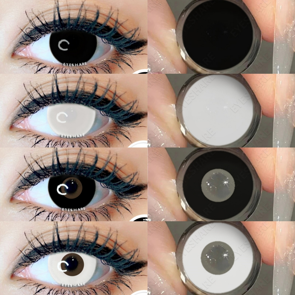 EYESHARE Louco Halloween Magister Anime Cosplay Lente De Contato De Branco Preto Vermelho em Oferta na Shopee