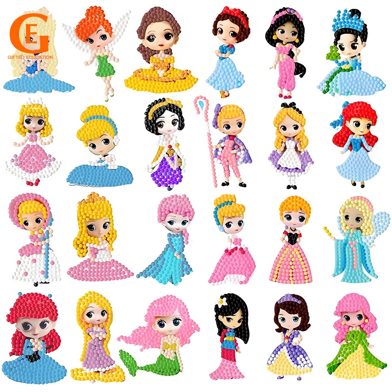 DIY Pintura Diamante Adesivo Kit Crianças Bling Princesa Strass Concentração Brinquedo Presente Da Menina